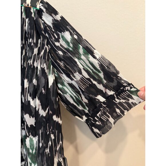 Isabel Marant Silk Multicolor Lace Up Short Sleeve Blouse Size 36 Semi Sheer - Picture 4 of 11